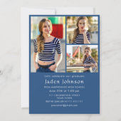 Trendy Blue Bow Ribbon 4 FOTO Afstudeerfeest Kaart (Achterkant)