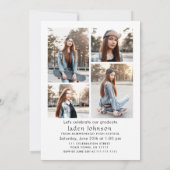 Trendy Blue Bow Ribbon 5 FOTO Afstudeerfeest Kaart (Achterkant)