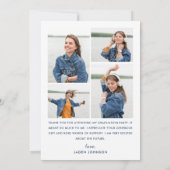 Trendy Blue Bow Ribbon 5 FOTO Afstuderen Bedankkaart (Achterkant)