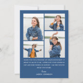 Trendy Blue Bow Ribbon 5 FOTO Afstuderen Bedankkaart (Achterkant)