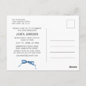 Trendy Blue Bow Ribbon FOTO Afstudeerfeest Briefkaart (Achterkant)