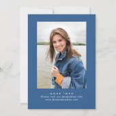 Trendy Blue Bow Ribbon FOTO Afstudeerfeest Kaart (Achterkant)