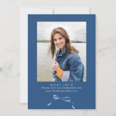 Trendy Blue Bow Ribbon FOTO Afstudeerfeest Kaart (Achterkant)