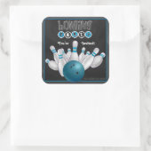 Trendy Blue Bowling Party nodigt ticker uit Vierkante Sticker (Tas)