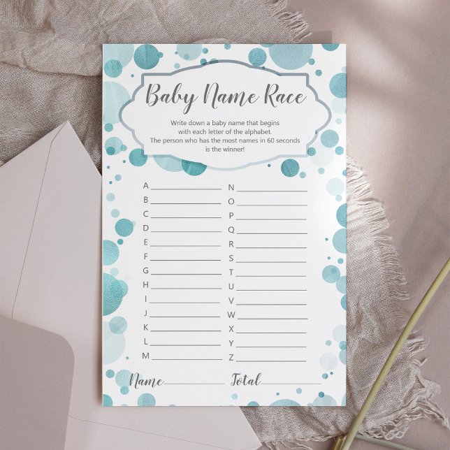 Trendy Blue Boy Shower Game "Baby Name Race" (Creator heeft geüpload)