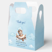 Trendy Blue Brown Teddy Bear Pilot Baby Shower Box Bedankdoosjes (Geopend)