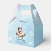 Trendy Blue Brown Teddy Bear Pilot Baby Shower Box Bedankdoosjes (Voorkant Zijde)