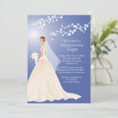 Trendy Blue BRUNETTE Bride Vrijgezellenfeest Invit Kaart (Staand voorkant)