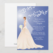 Trendy Blue BRUNETTE Bride Vrijgezellenfeest Invit Kaart (Voorkant / Achterkant)