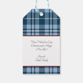 Trendy Blue Buffalo Plaid Waterverf Gnome Vakantie Cadeaulabel (Achterkant)