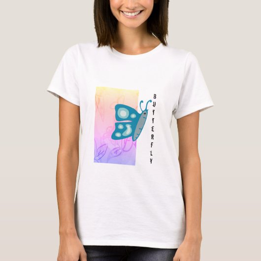 Trendy Blue Butterfly met Pattern Abstract T-shirt (Voorkant)