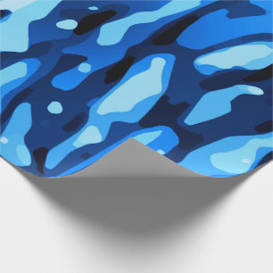 Trendy Blue Camo Abstract Pattern Cadeaupapier