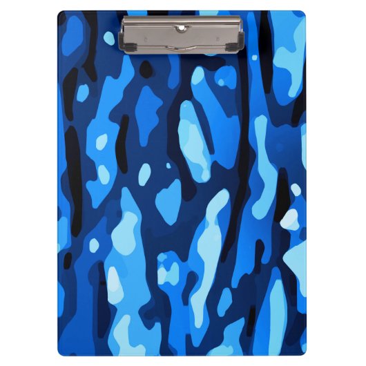 Trendy Blue Camo Abstract Pattern Klembord (Voorkant)