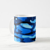 Trendy Blue Camo Abstract Pattern Koffiemok (Voorkant links)