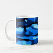 Trendy Blue Camo Abstract Pattern Koffiemok (Links)