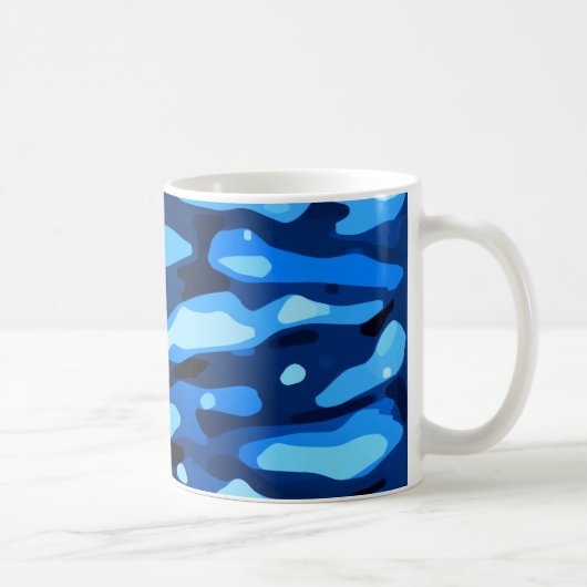 Trendy Blue Camo Abstract Pattern Koffiemok (Rechts)