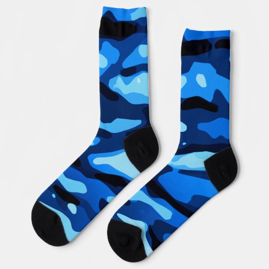 Trendy Blue Camo Abstract Pattern Sokken (Links)