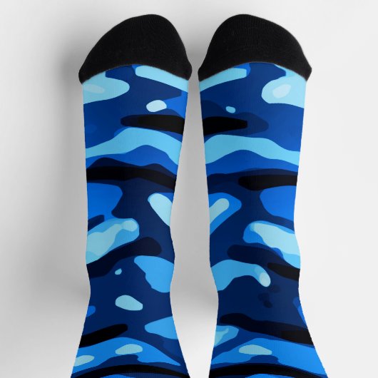 Trendy Blue Camo Abstract Pattern Sokken (Top)