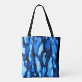 Trendy Blue Camo Abstract Pattern Tote Bag (Achterkant)