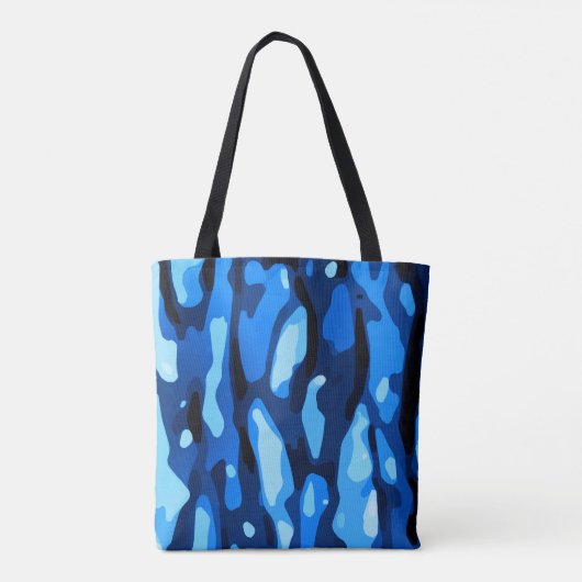 Trendy Blue Camo Abstract Pattern Tote Bag (Achterkant)