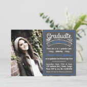 Trendy Blue Chalkboard Typography Afstuderen Kaart (Staand voorkant)
