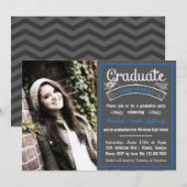 Trendy Blue Chalkboard Typography Afstuderen Kaart (Voorkant / Achterkant)