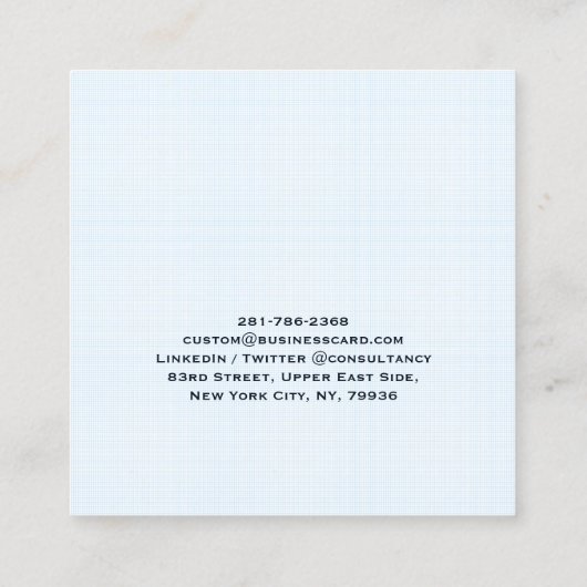 Trendy Blue Checks Modern Minimalist Professional Vierkante Visitekaartje (Achterkant)