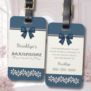 Trendy Blue Coquette Strik Instrument Hoes Saxofoo Bagagelabel