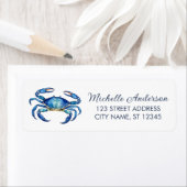Trendy Blue Crab Nautical Return Address Label (Insitu)