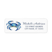 Trendy Blue Crab Nautical Return Address Label (Voorkant)