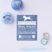 Trendy Blue Dog Silhouette Dog Walker Flyer (Enkel)