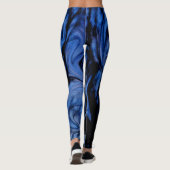 Trendy Blue en Black Abstract Swirl Design Leggings (Achterkant)
