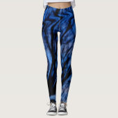 Trendy Blue en Black Abstract Swirl Design Leggings (Voorkant)