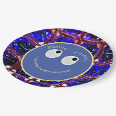 Trendy Blue en Coral Digital Pattern Papieren Bordje (Gekanteld)