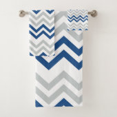 Trendy Blue en Gray Chevron Bad Handdoek (Insitu)
