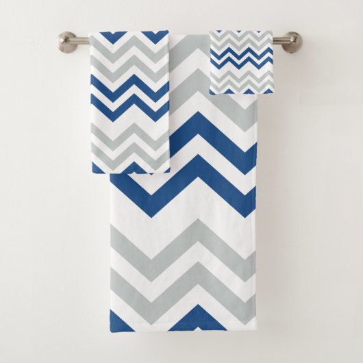 Trendy Blue en Gray Chevron Bad Handdoek (Insitu)