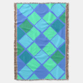 Trendy Blue en Green Diamond Pattern Deken (Voorkant Verticaal)