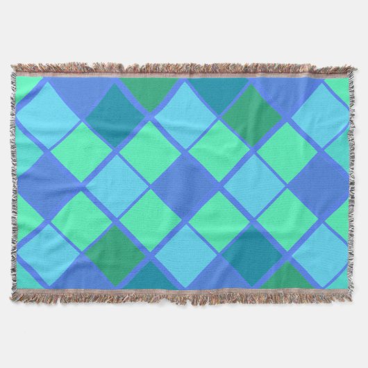 Trendy Blue en Green Diamond Pattern Deken (Voorkant)