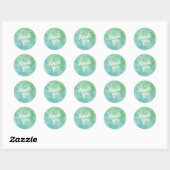 Trendy Blue en Green Waterverf Bedankt Ronde Sticker (Vel)
