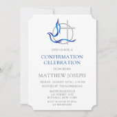 Trendy Blue en Grey Cross Dove Bevestiging Kaart (Voorkant)