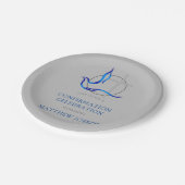 Trendy Blue en Grey Cross Dove Bevestiging Papieren Bordje (Gekanteld)