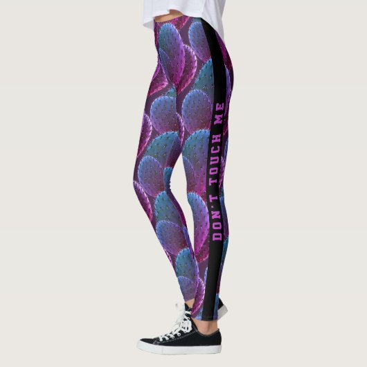 Trendy Blue en Paars Desert Cactus Patroon Leggings (Links)
