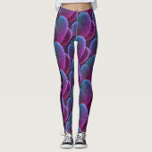 Trendy Blue en Paars Desert Cactus Patroon Leggings (Voorkant)