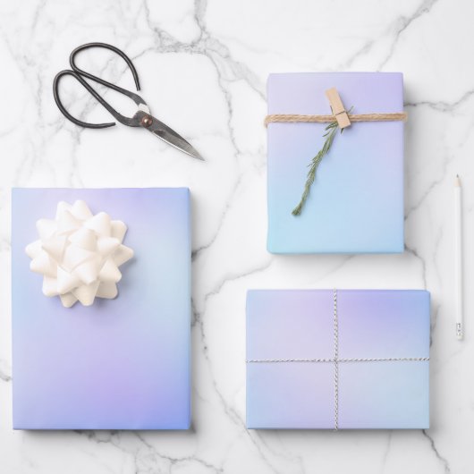 Trendy Blue en Paarse Abstracte Unicorn Gradiënt Inpakpapier Vel (Voorkant)