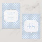 Trendy Blue en white polka dot Monogram Visitekaartje (Voorkant / Achterkant)