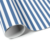 Trendy Blue en White Wide Horizontal Stripes Cadeaupapier (Rol Hoek)