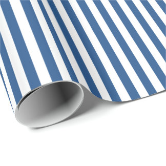 Trendy Blue en White Wide Horizontal Stripes Cadeaupapier