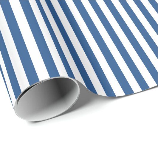 Trendy Blue en White Wide Horizontal Stripes Cadeaupapier (Rol Hoek)