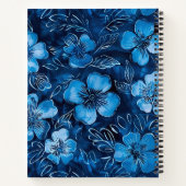 Trendy Blue Floral Custom Name Keepsake Notitieboe Notitieboek (Achterkant)