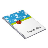 Trendy Blue Floral Ladybug met naam Notitieboek (Rechterzijde)